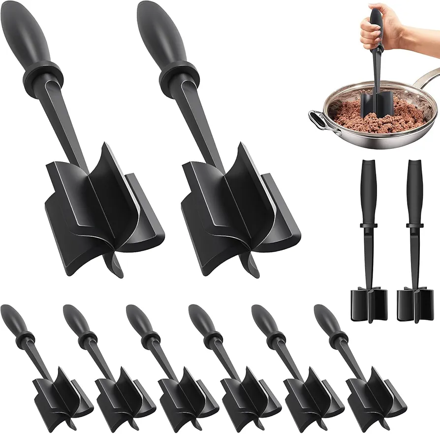 10Pcs Meat Chopper Nylon Beef Smasher Heat Resistant Meat Smasher Tool Non Stick Meat Masher Tool Practical Ground Beef Smasher Reusable Meat Smasher for Cooking (10)