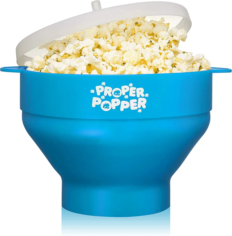 The Original Proper Popper Microwave Popcorn Popper, Silicone Popcorn Maker, Collapsible Bowl BPA Free & Dishwasher Safe - (Turquoise)