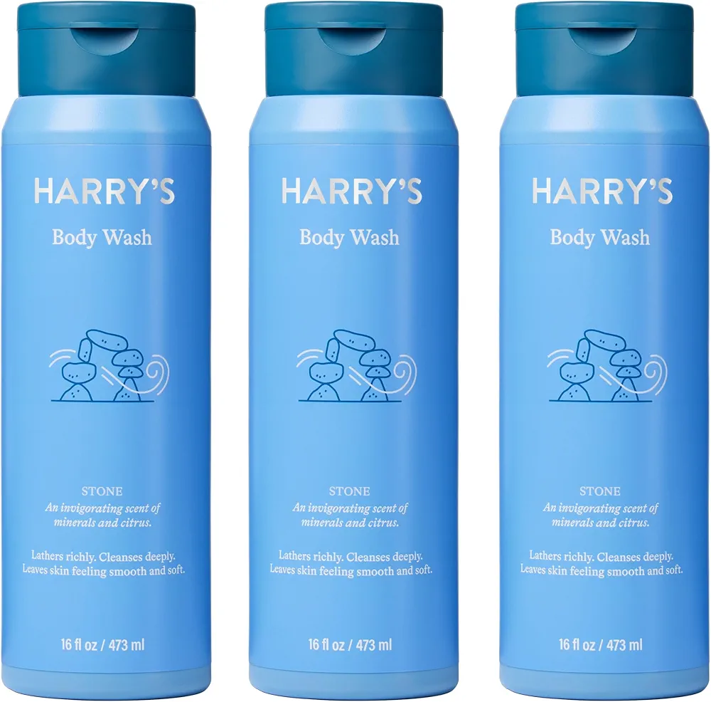 Harry's Men's Body Wash Shower Gel - Stone, 16 Fl Oz (Pack of 3)