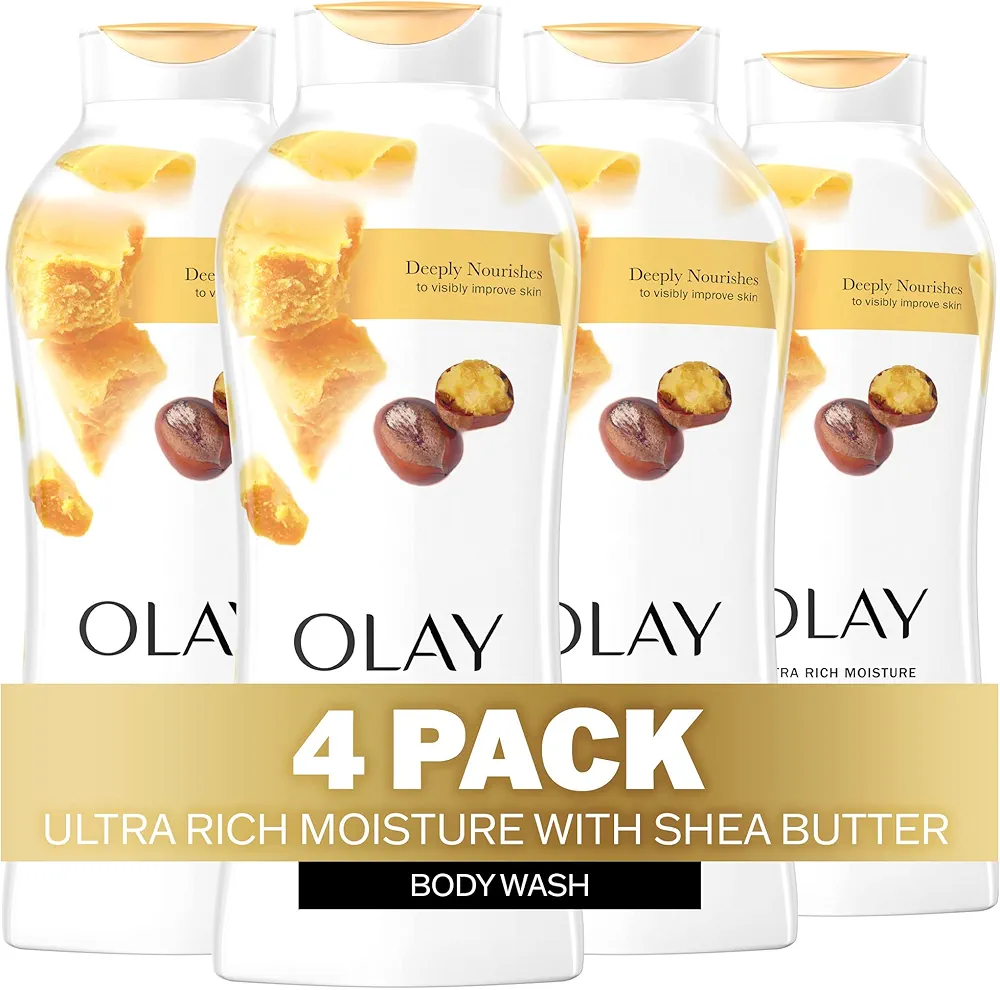 Olay Body Wash Ultra Rich Moisture for Women, Deeply Nourishes, Vitamin B3 Complex, Clinically Proven, Shea Butter Scent, 22 fl oz (Pack of 4)