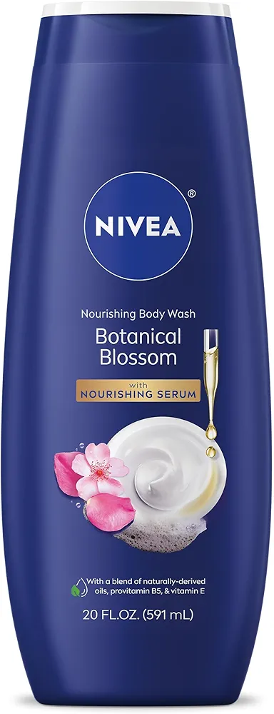 NIVEA Nourishing Botanical Blossom Body Wash for Dry Skin, 20 Fl Oz