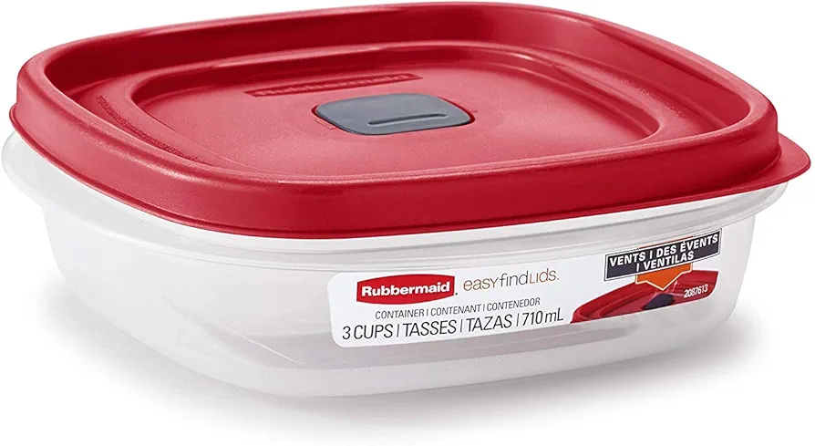 Rubbermaid 2030328 Easy Find Vented Lid Food Storage Container, 3-Cup (4)