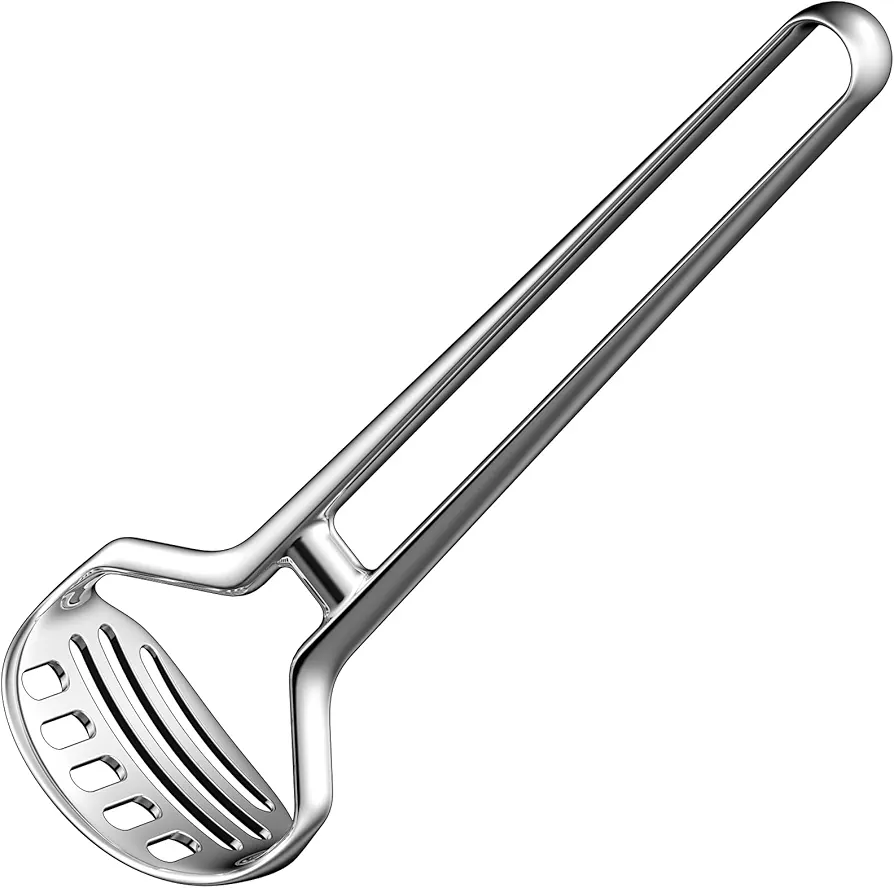 Heavy Duty Stainless Steel Potato Masher – Durable & Rustproof – Unique One-Piece Design for Quicker Mashing root vegetables, avocados, apples, beans, and nuts – 11-inch Long, Dishwasher Safe