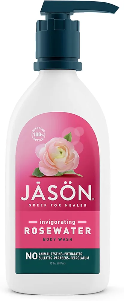 JASON Rosewater Invigorating Body Wash, For a Gentle Feeling Clean, 30 Fluid Ounces