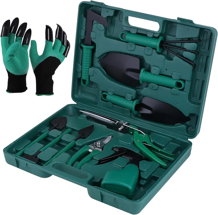 eROOSY Ensemble d'outils de Jardin Outils de Jardinage avec étui de Transport et Gants de Jardinage