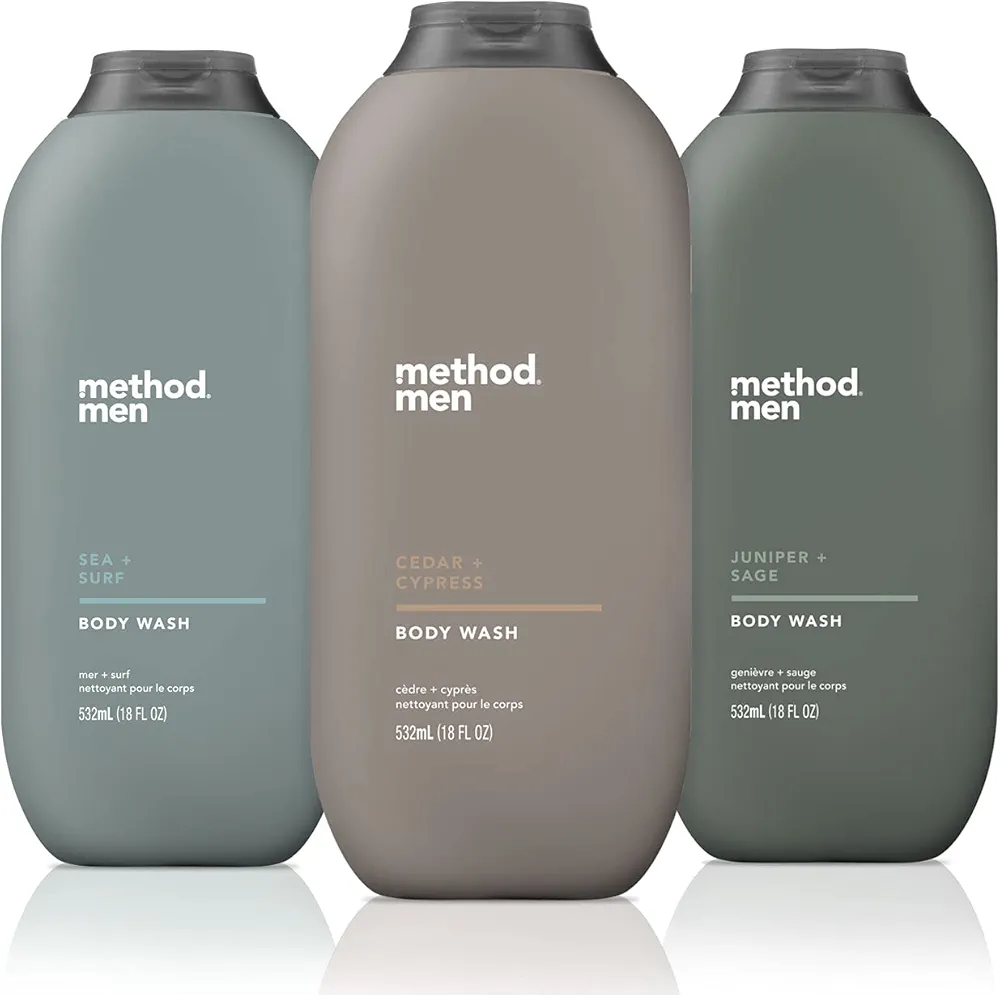 Method Men, 3-pack Body Wash 18 Oz Each (Sea + Surf, Cedar + Cypress, Juniper + Sage)