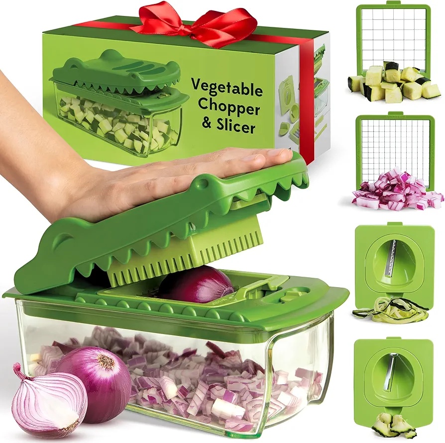 NEW!! Croc Chop by Fullstar X OTOTO, Vegetable Chopper, Food Chopper, Cool Kitchen Gadgets, Crocodile Onion Chopper, Housewarming Kitchen Gifts, Multifunctional Vegetable Cutter, Cooking Gifts Gadgets