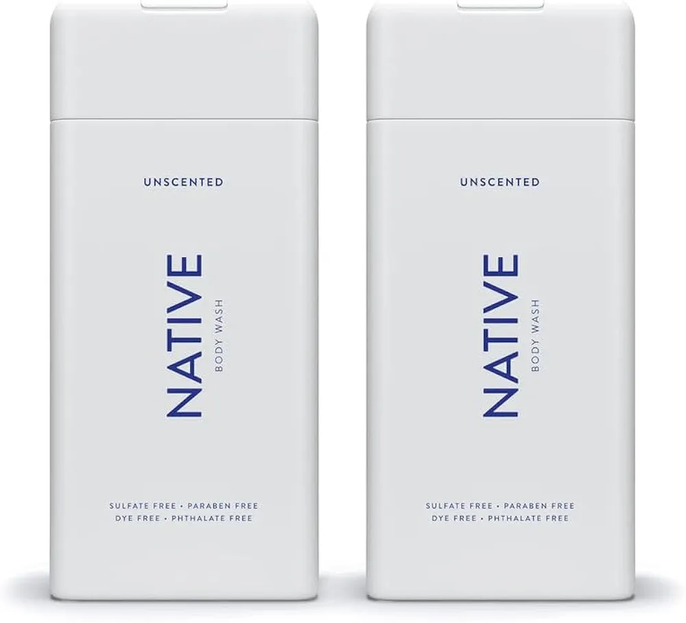 Native Body Wash for Men & Women, Seasonal | Sulfate Free, Paraben Free, Dye Free, with Naturally Derived Clean Ingredients Leaving Skin Soft and Hydrating, Unscented 18 oz - 2 Pk