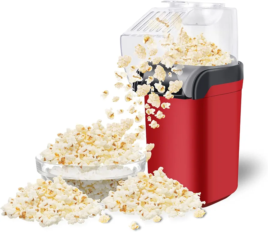 Hot Air Popcorn Popper, Electric Pop Corn Maker, Healthy and Quick Snack, No Oil Needed, with Measuring Cup