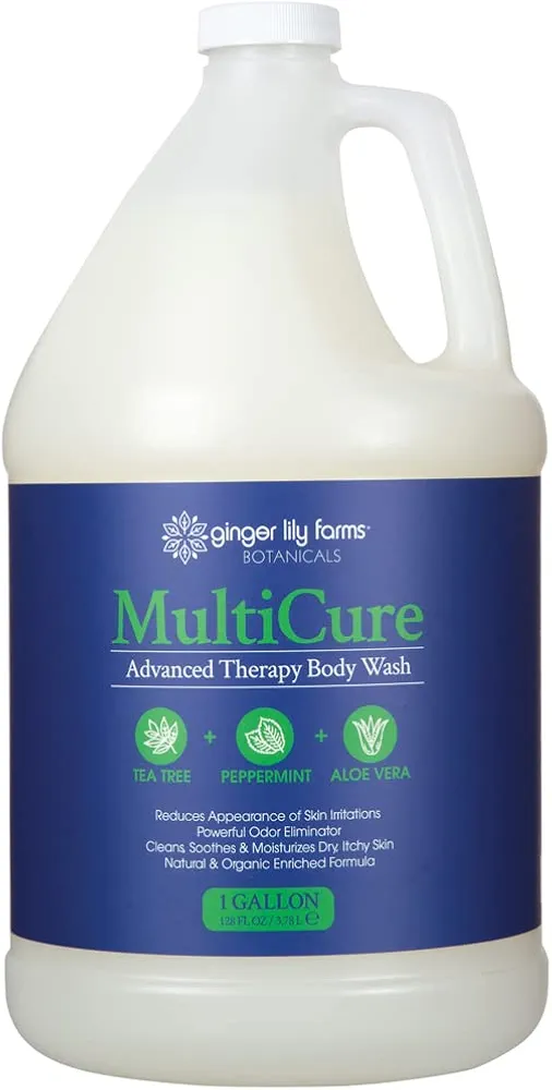 Ginger Lily Farms Botanicals MultiCure Advanced Therapy Body Wash with Tea Tree Oil, Peppermint and Aloe Vera, 100% Vegan & Cruelty-Free, 1 Gallon (128 fl oz) Refill