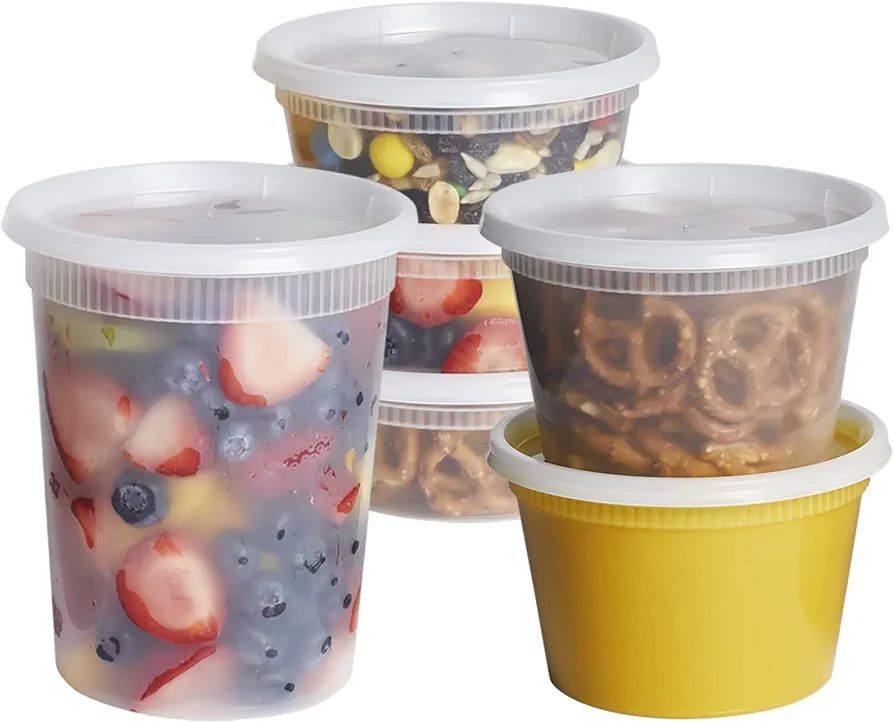 Comfy Package GUSTO [48 Sets - Combo] Plastic Deli Containers With Airtight Lids - 8 oz, 16 oz, 32 oz. - Food Storage/Soup Containers (Formerly