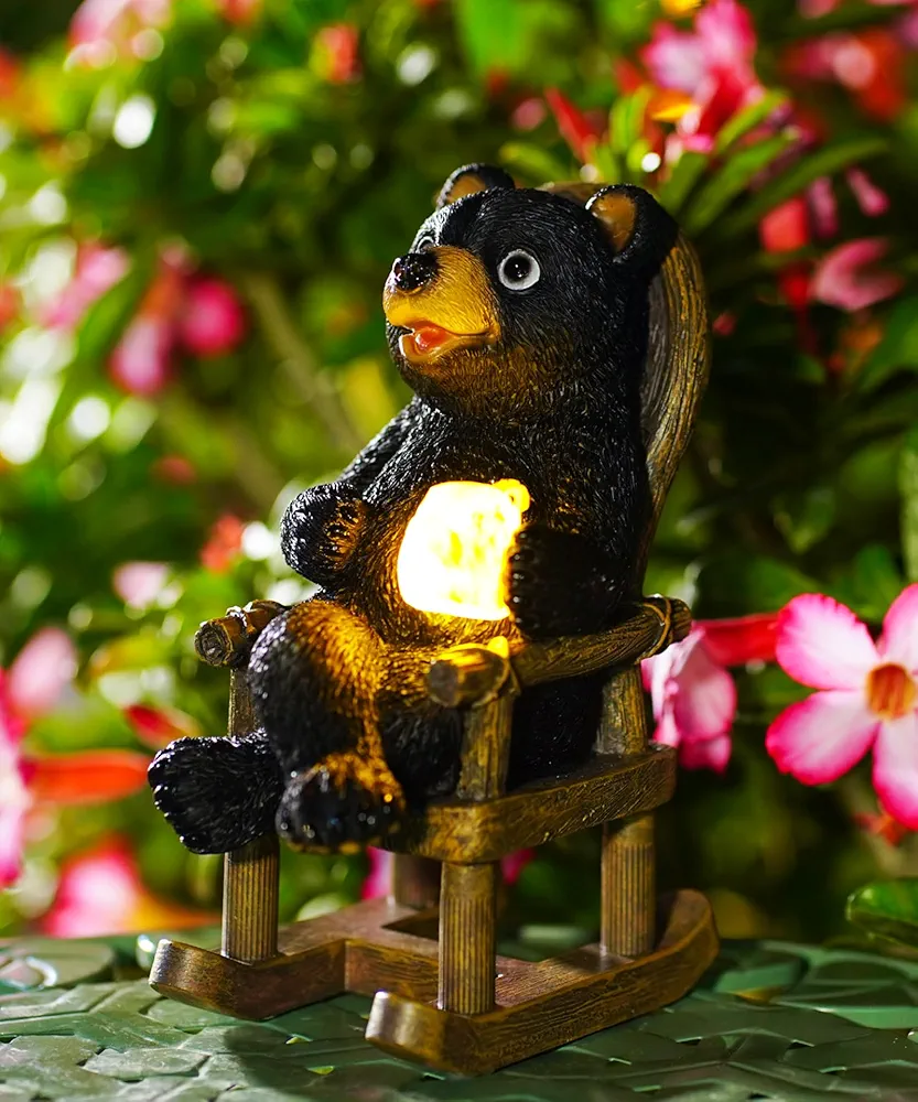 Solar Bear Statues Garden Decor: Outdoor Sculptures for Yard Art Lawn Ornaments Porch Patio Balcony Home House - Unique Housewarming for Garden Mom Grandma