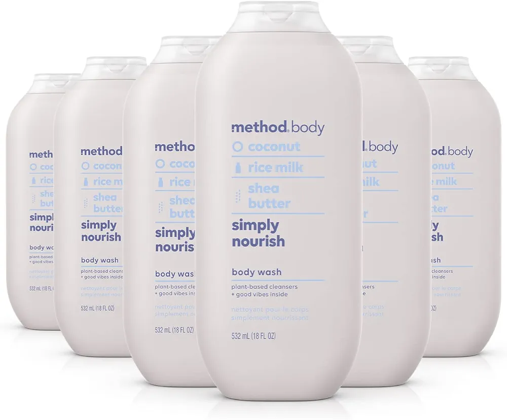 Method Body Wash, Simply Nourish, Paraben and Phthalate Free, 18 oz (Pack of 6)