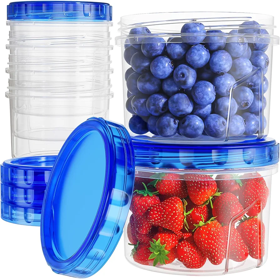 Freezer Storage Containers, [6 Pack-16 Oz] Airtight Plastic Food Storage Containers with Twist Top Lids, Soup, Meal Prep Containers | BPA Free | Stackable | Leakproof | Microwave/Dishwasher Safe