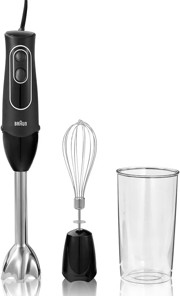 Braun MultiQuick 5 Immersion Hand Blender with Dual Speed + Turbo and Patented Technology, 350W - Includes Beaker and Whisk, Black, MQ505