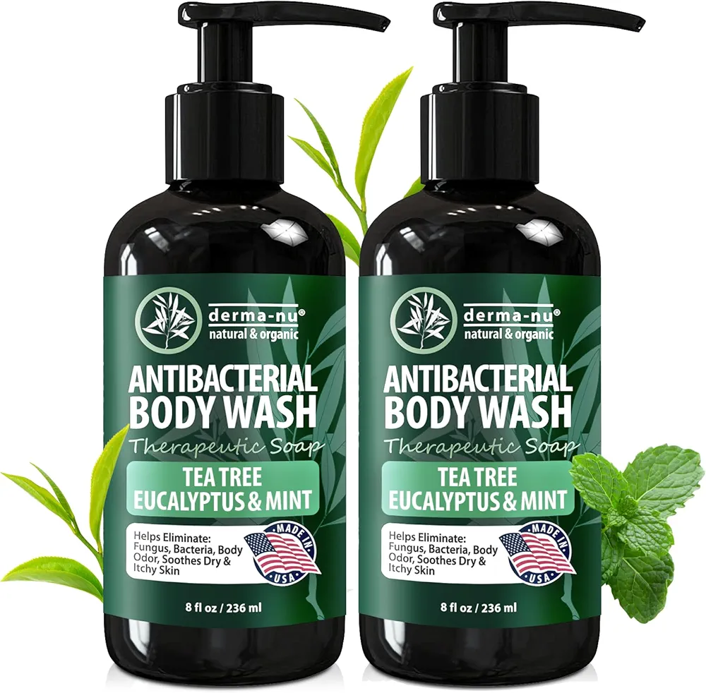 Antibacterial Body Wash - Antibacterial Soap And Tea Tree Body Wash For Jock Itch, Athletes Foot, Eczema And Back Acne - Anti Bacterial Body Soap For Men And Women Safe For All Skin Types - 2 Pack