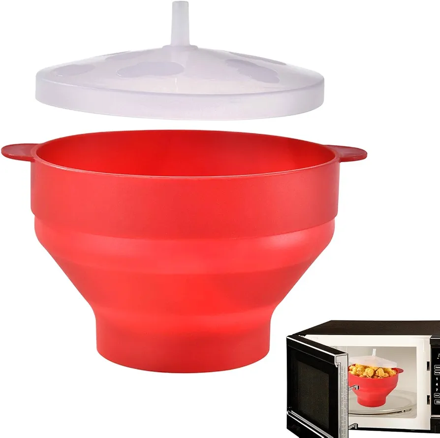 Popper Microwave Popcorn - 90g Microwave Popcorn Maker | Microwave Popcorn Popper | Food-Grade Silicone Popcorn Popper Bowl With Lid | Hot Air Popper At Home For Family Movie Nights,Quick Cravings