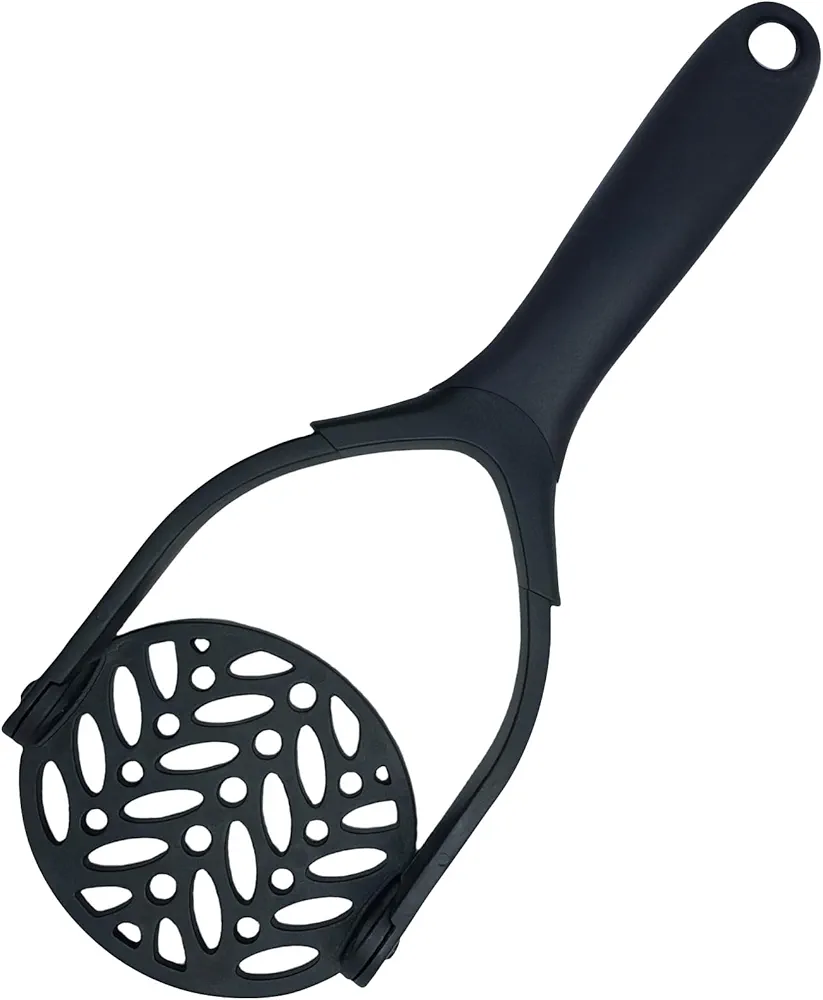 Potato Masher, Foldable Nylon Mashed Potato Masher for Non-Stick Cookware, Non-Scratch Food Masher Kitchen Tool and Gadgets, Smasher Kitchen Utensils for Potato, Bean, Vegetable, Fruit, Avocado(Black)