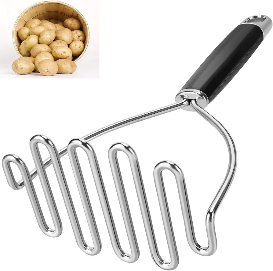 Potato Masher, Potato Masher Stainless Steel, Heavy Duty Mashed Potatoes Masher, Professional Metal Wire Masher Kitchen Tool for Bean, avocado, Vegetable-10.24 inch （Silver）