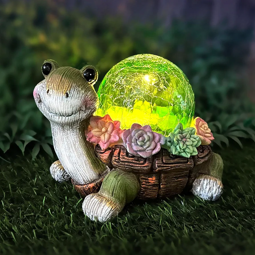 Solar Garden Statues Loving Turtle Garden Decor Lights for Outside Yard Decorations Outdoor, Turtle Gifts for Women, Housewarming Gifts for Mom