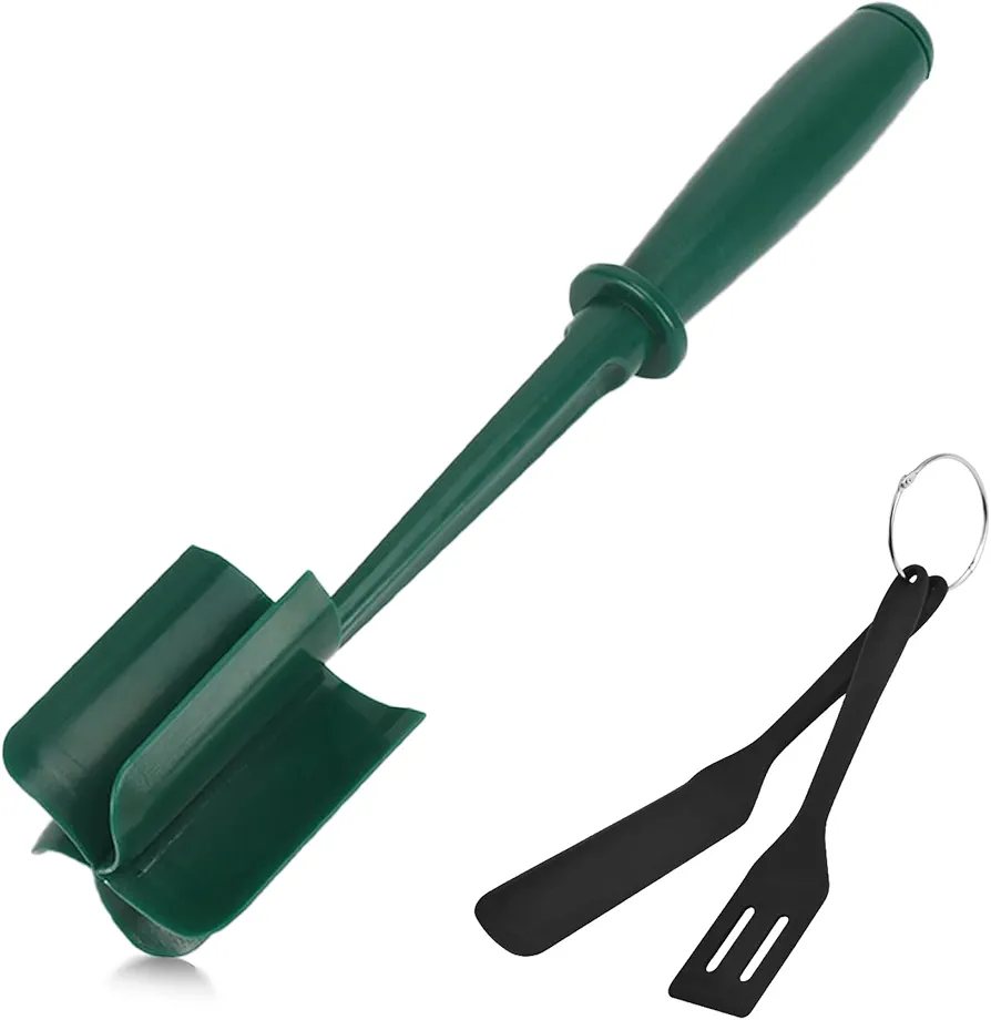 Meat Slicer and Blender, Heat Resistant Burger Chopper, Non-Stick Meat Chopper and Potato Masher for Ground Beef,Ground Chicken, Burger Meat, Egg Salad, with Pair of Silicone Spatulas (Green)