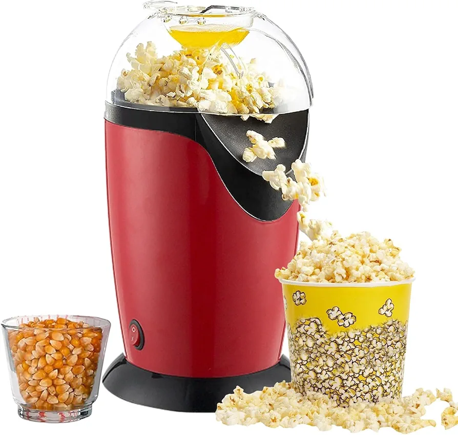 Electric Popcorn Popper- Oil Frree Popcorn Tool To Portion Popping Corn Kernels, Compact And Simple Hot Air Popcorn Maker | Air Popcorn Maker Electric Hot Air Popper, Perfect For College Dorm Home