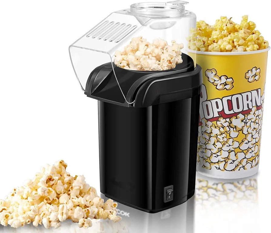 Rehomy Electric Popcorn Machine with, Hot Air Popcorn Popper Machine, Reusable 1200w Popcorn Maker, 2 Minute Fast Popcorn Popper Machine, High Explosive Rate Popcorn Maker for Home Movie Parties