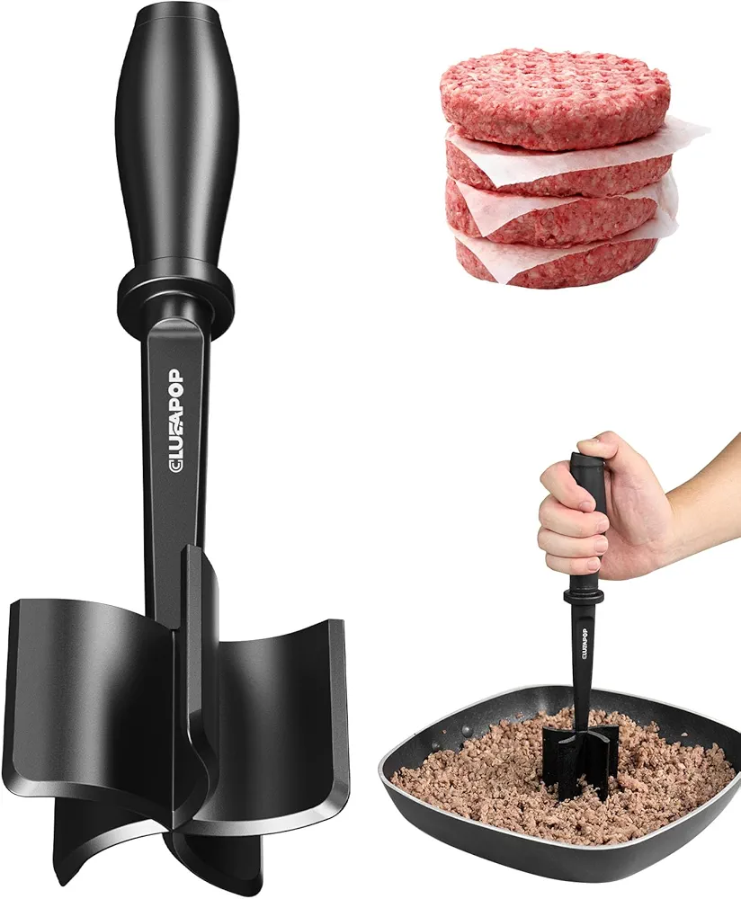 Meat Chopper for Ground Beef, Heat Resistant Up To 430℉ Meat Masher for Hamburger Meat, Ground Beef Smasher, Nylon Meat Spatula Chopper, Non Stick Hamburger Chopper, Mix and Chop Kitchen Tool