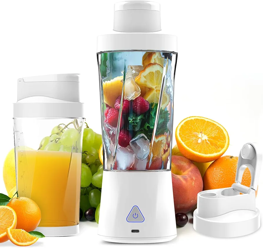 neza Personal Blender, 360 Watt Portable Blender-for Shakes & Smoothies, 24oz Cordless Mini Blender, 6000mAh, Self Cleaning and BPA Free Portable Juicer, Mini Travel Blender with 6 Sharp Blade, White