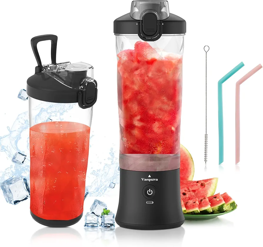 Portable Blender, Personal Size Blender for Shakes and Smoothies, Waterproof 20OZ USB Rechargeable Mini Blender Cup with 6 Sharper Blades Hand-held Blender for Kitchen/Home/Travel