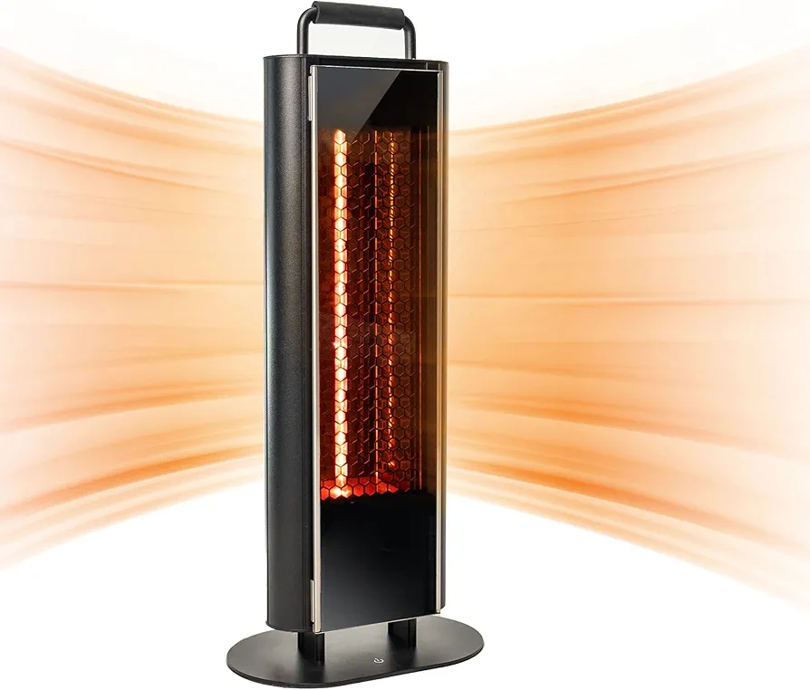 EAST OAK 1200W Patio Heater, Under Table Electric Heater with Double-Sided Design Silent Heating, IP65 Waterproof Portable Outdoor Heater with Handle and Protection from Tip-Over & Overheating