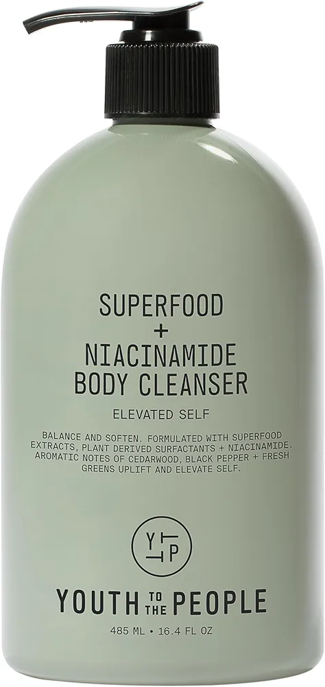 Youth To The People Superfood + Niacinamide Body Cleanser with Kale + Green Tea - Nourishing Body Wash for Soft + Smooth Skin - Replenish Moisture Barrier - Aromatic Fragrance - Vegan